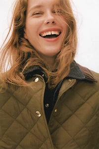 Quilted Jacket with Corduroy Collar