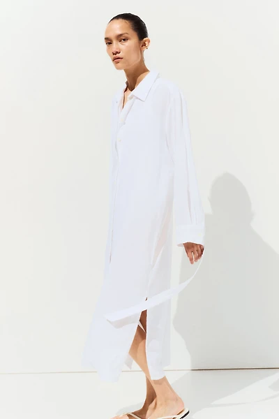 MAMA Linen-Blend Shirt Dress