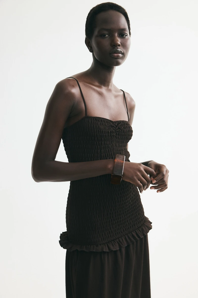 Smocked-Bodice Strappy Dress