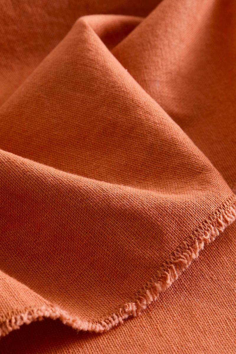 Linen-Blend Table Runner with Fringe