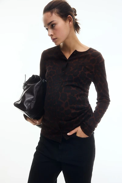 MAMA Fine-Knit Button-Front Top