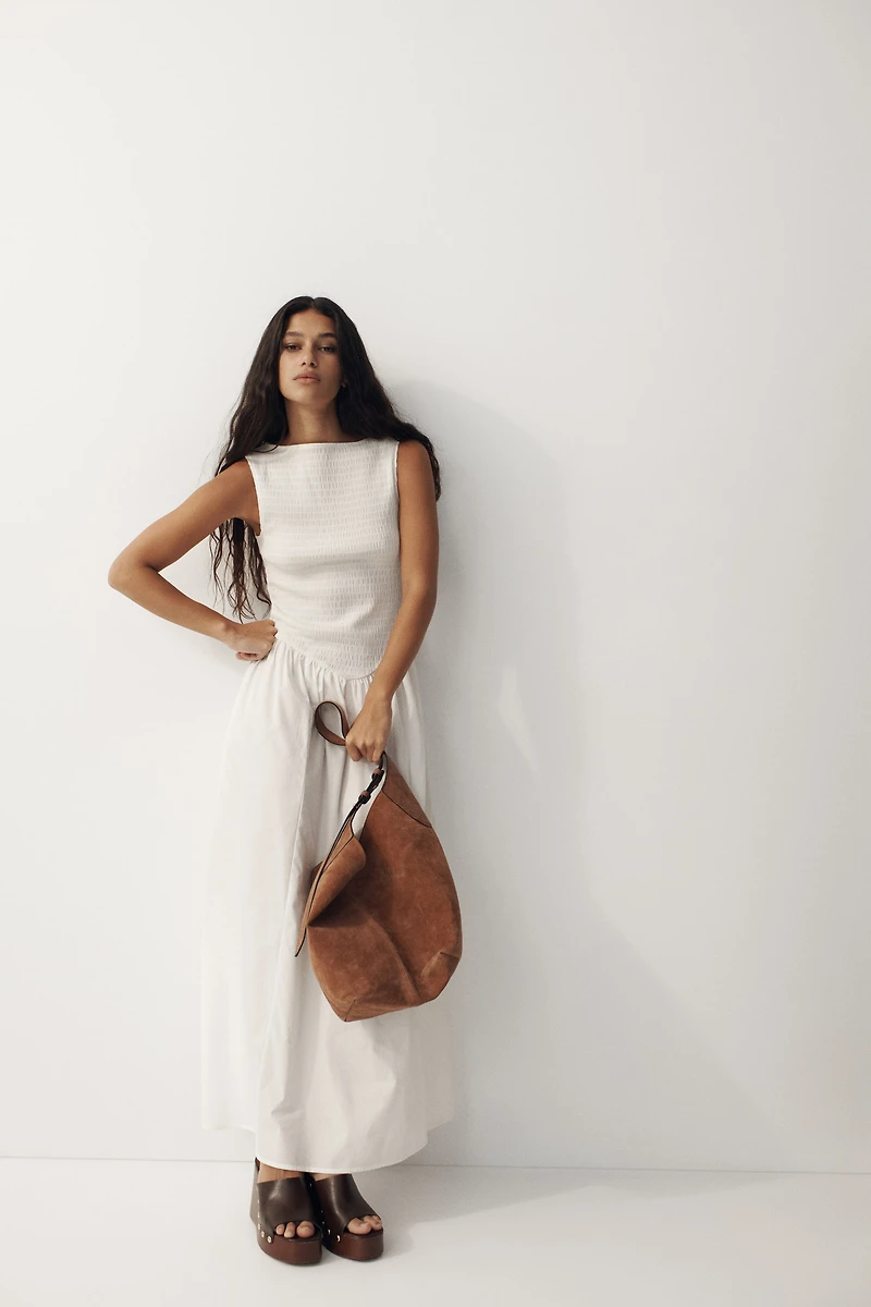 Boat-Neck Midi Dress