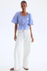 Ruffle-Trimmed Cotton Blouse
