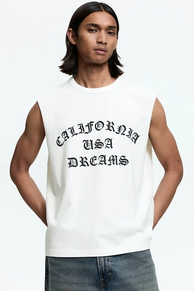 Loose-Fit Printed Sleeveless T-Shirt