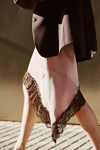 Lace-Trimmed Slip Dress