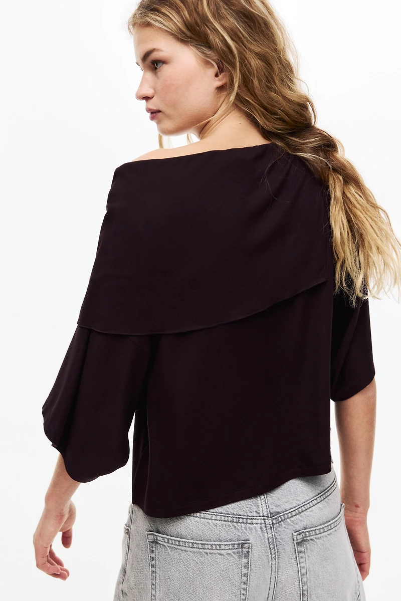 Cape-Detail Jersey Top