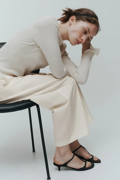 Linen-Blend Barrel-Leg Pants