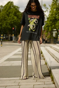 Shimmery Open-Knit Pants