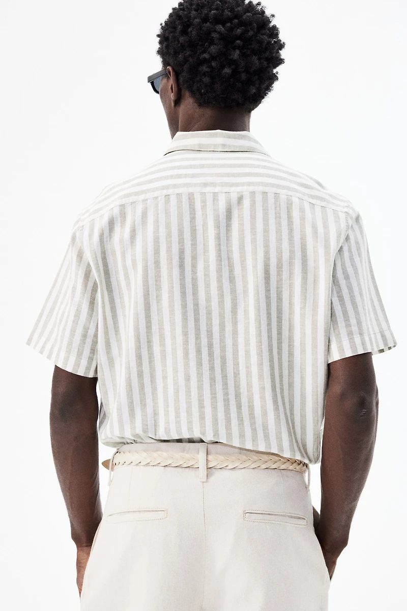 Regular-Fit Short-Sleeved Linen-Blend Shirt