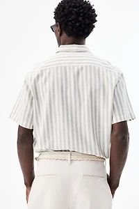 Regular-Fit Short-Sleeved Linen-Blend Shirt