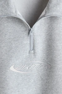 Chandail ample en molleton col à fermeture éclair