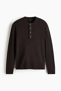 Slim-Fit Ribbed Henley Shirt