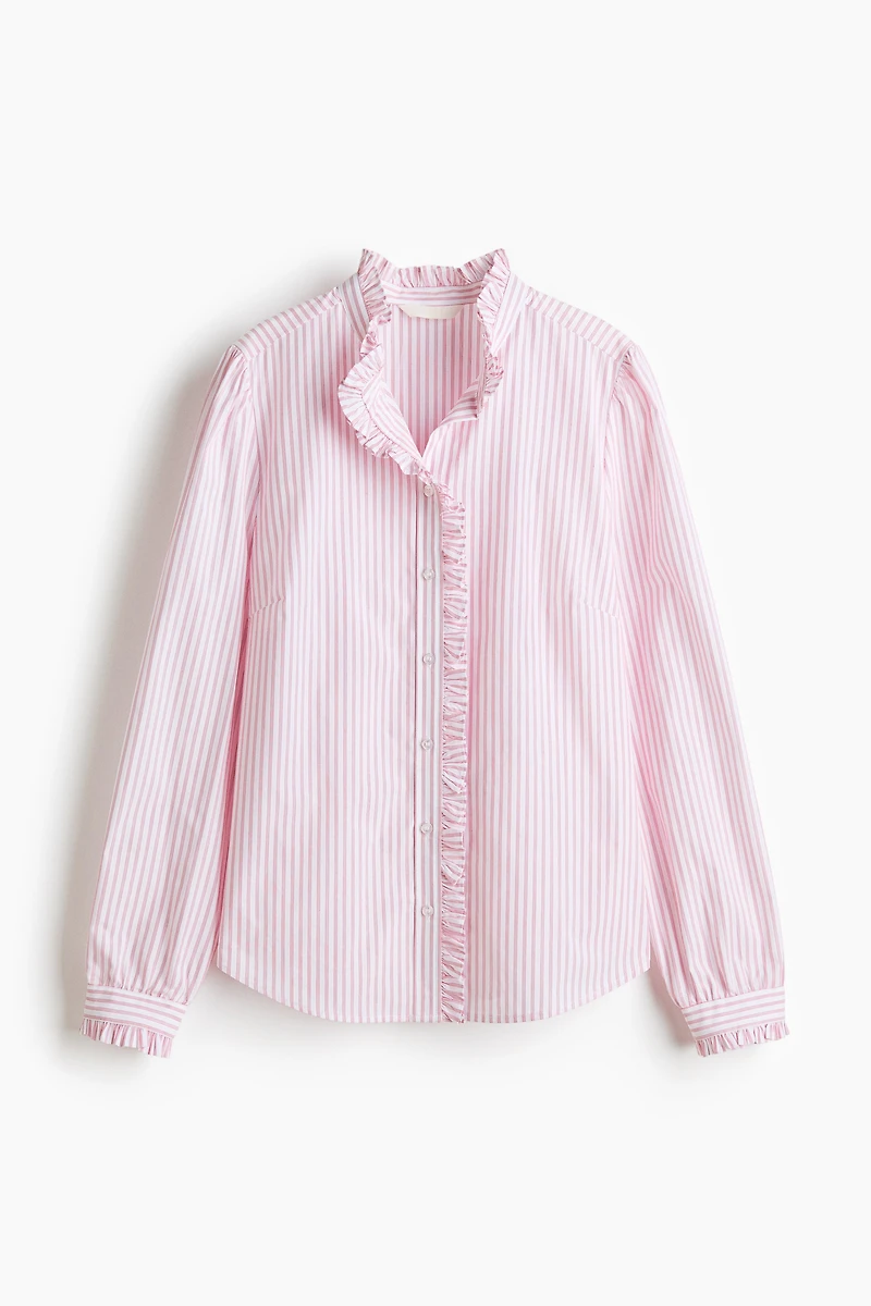 Ruffle-Trimmed Poplin Blouse