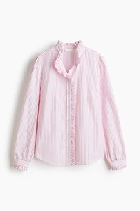 Ruffle-Trimmed Poplin Blouse