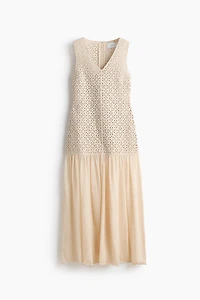 Crochet-Look Dress with Flared Skirt