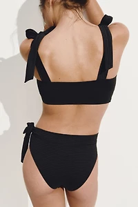 Tie-Detail High Waist Bikini Bottoms