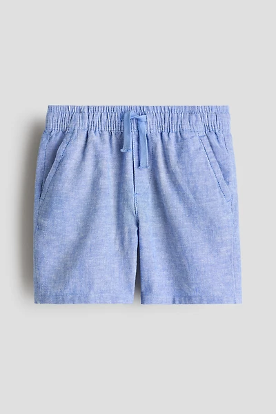 Linen-Blend Drawstring Shorts