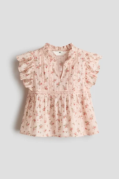 Flutter-Sleeved Cotton Blouse