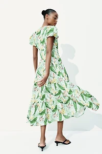 Tiered-Skirt Poplin Dress