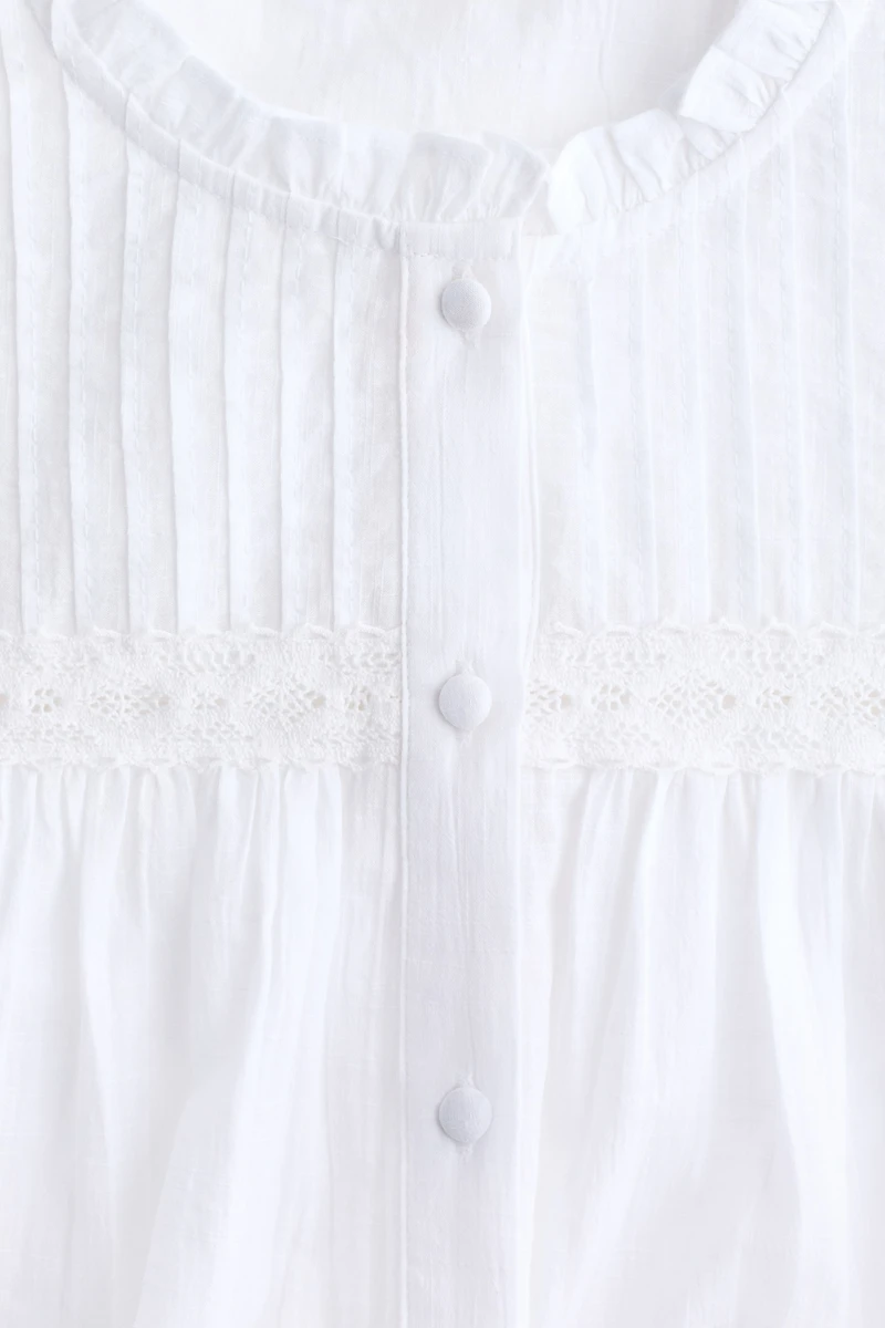 Pintucked Cotton Blouse