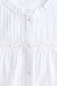 Pintucked Cotton Blouse