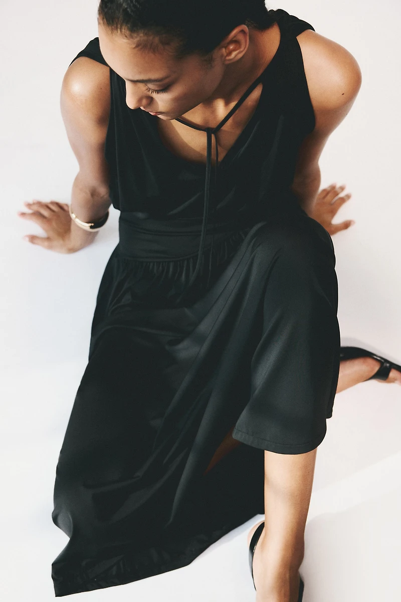 Cape-Detail Jersey Dress