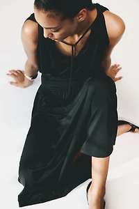 Cape-Detail Jersey Dress