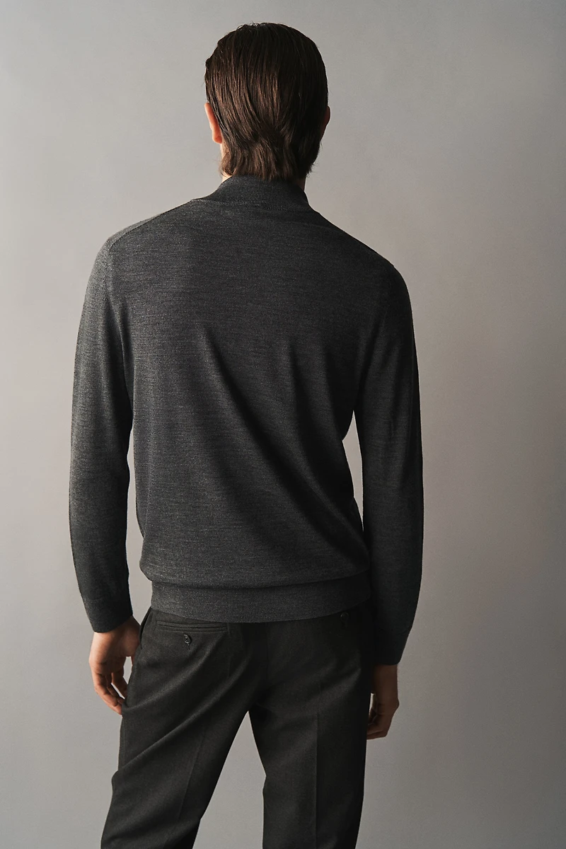 Slim Fit Half-Zip Merino Wool Sweater