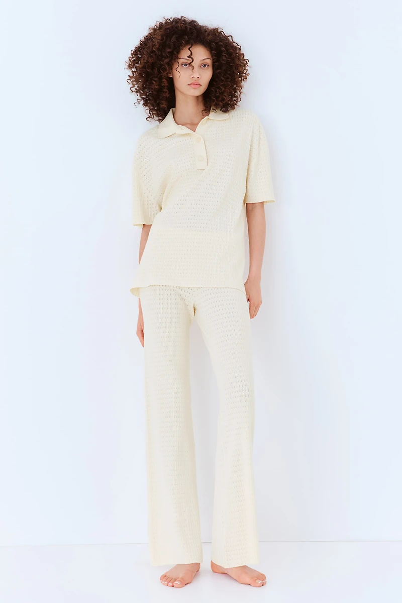 Polo en tricot pointelle