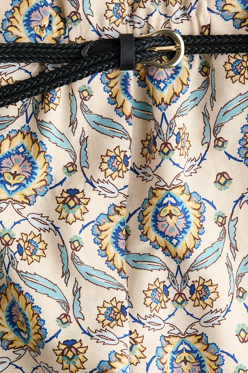 Belted Linen-Blend Shorts