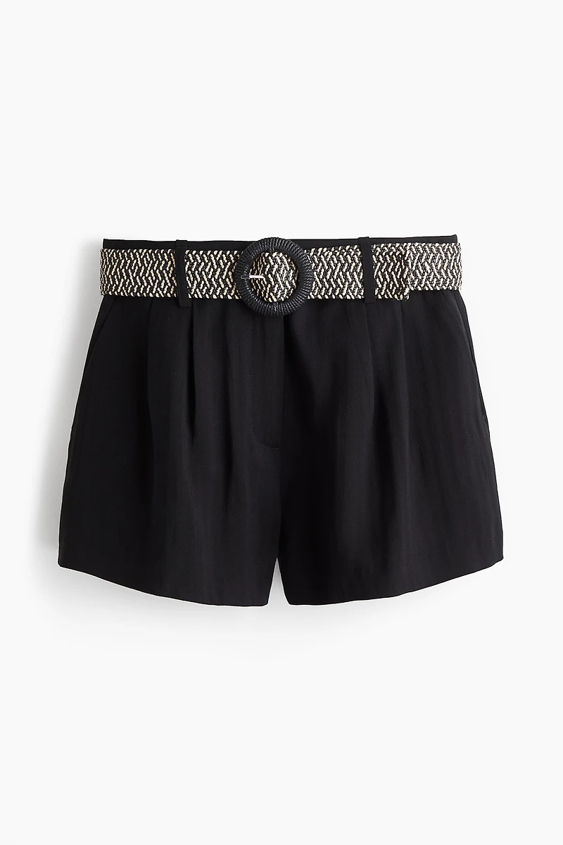 Belted Twill Shorts