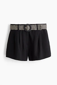 Belted Twill Shorts