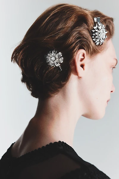 Lot de 2 barrettes fleurs