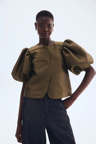 Balloon-Sleeved Blouse