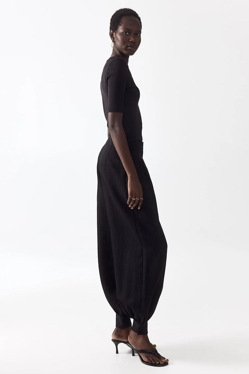 Balloon-Leg Twill Pants