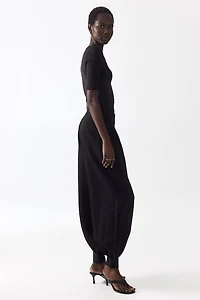 Balloon-Leg Twill Pants