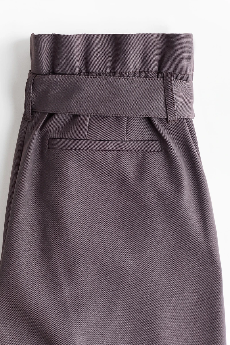 Belted Wool-Blend Pants