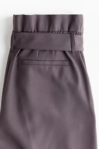 Belted Wool-Blend Pants