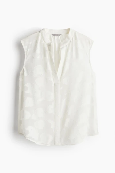 Jacquard-weave Sleeveless Blouse