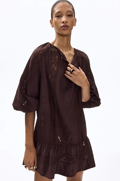 Lace-inset tunic dress