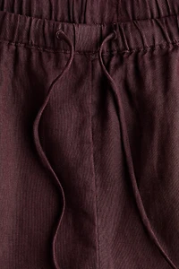 Linen-Blend Drawstring Shorts