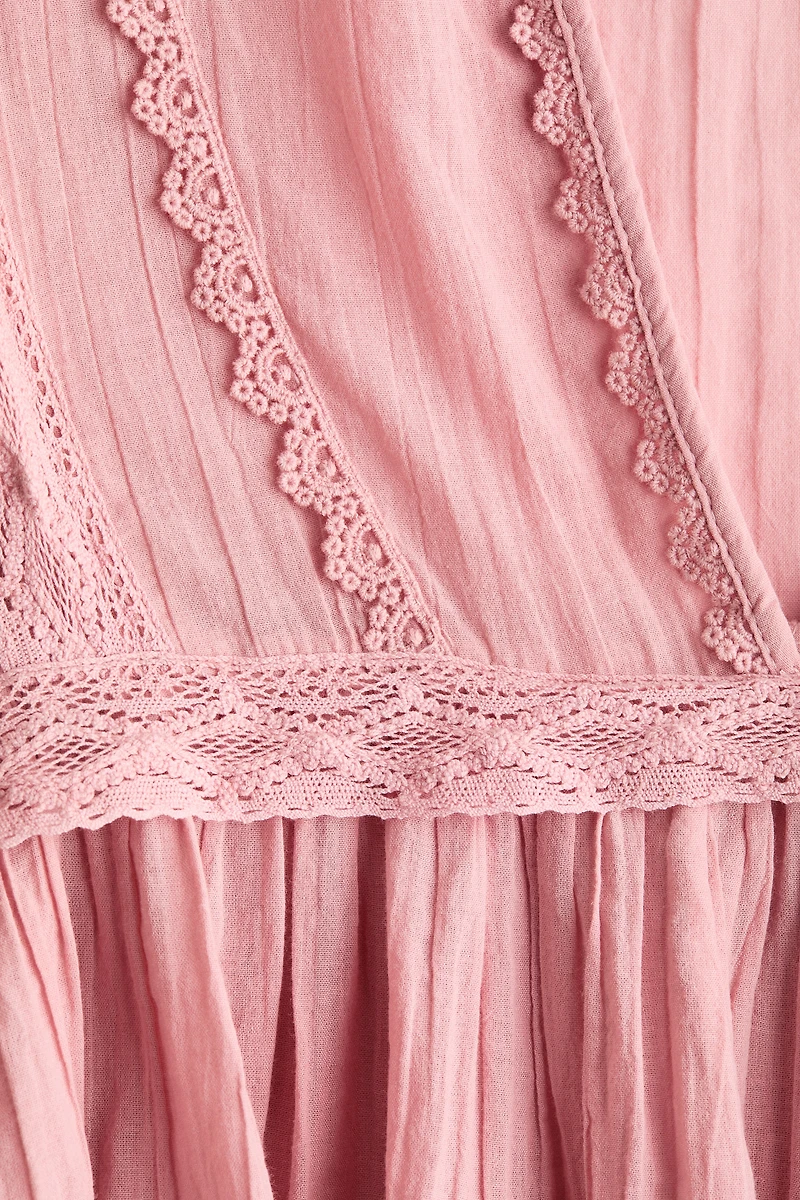 Lace-Trimmed Cotton Blouse