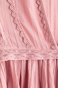 Lace-Trimmed Cotton Blouse