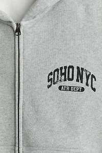 Oversized Printed Hooded Jacket