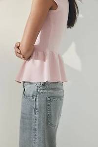 Short-Sleeved Peplum Cardigan