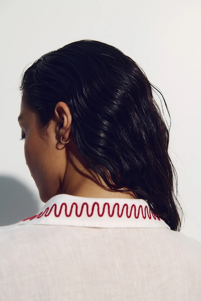 Embroidered Linen Beach Shirt