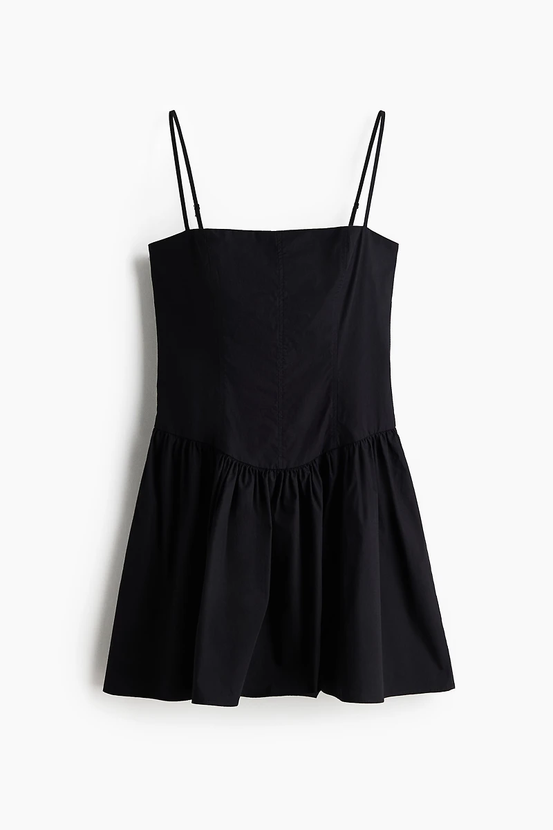 Cotton Strappy Dress with Flared Skirt