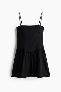 Cotton Strappy Dress with Flared Skirt