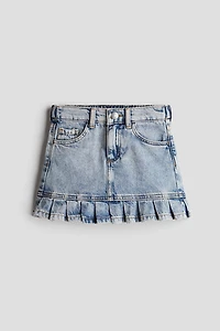 Ruffle-Trimmed Denim Skirt