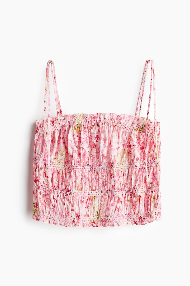 Smocked Top with Tie Shoulder Straps